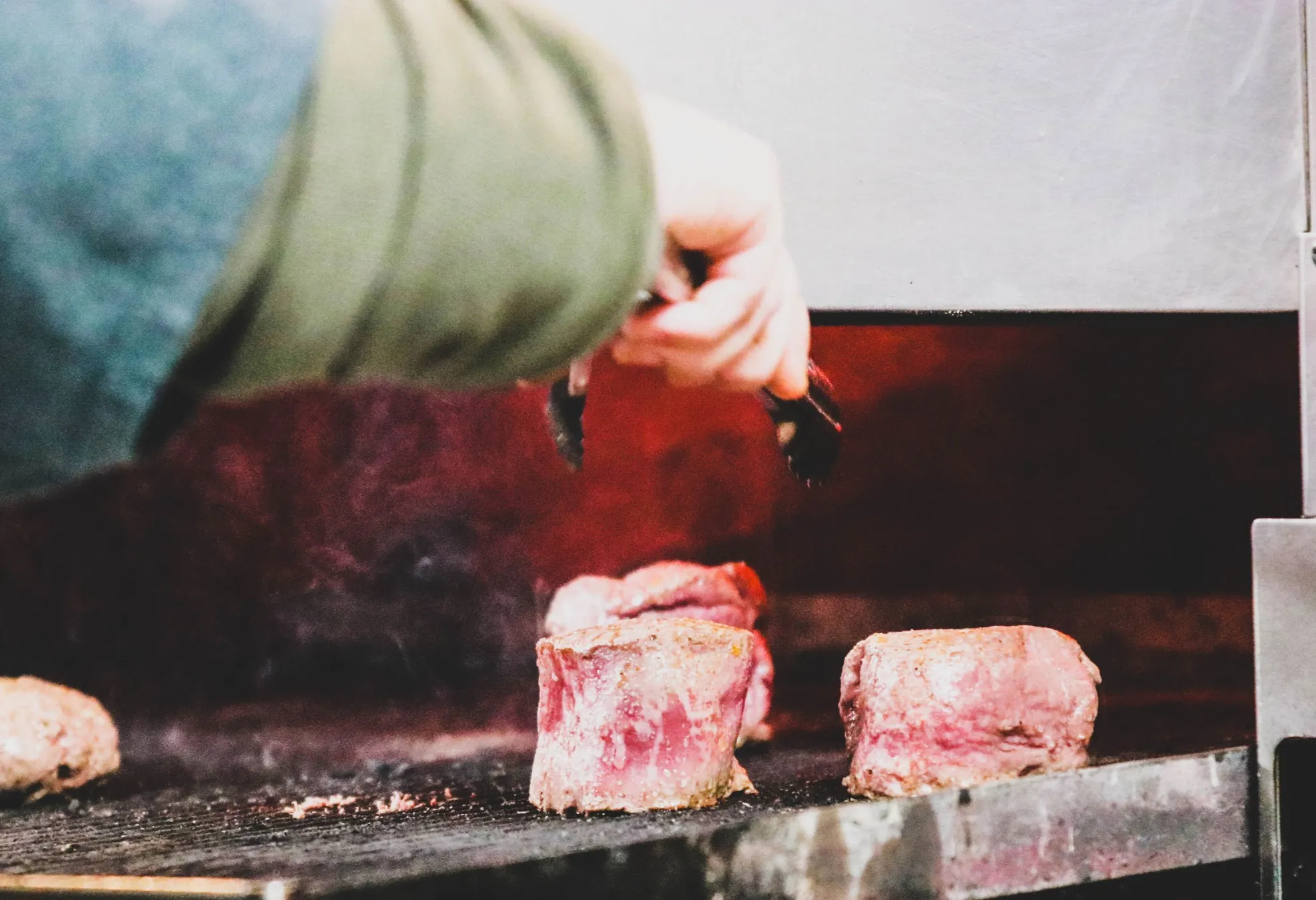 Steaks searing on the Bistro grill